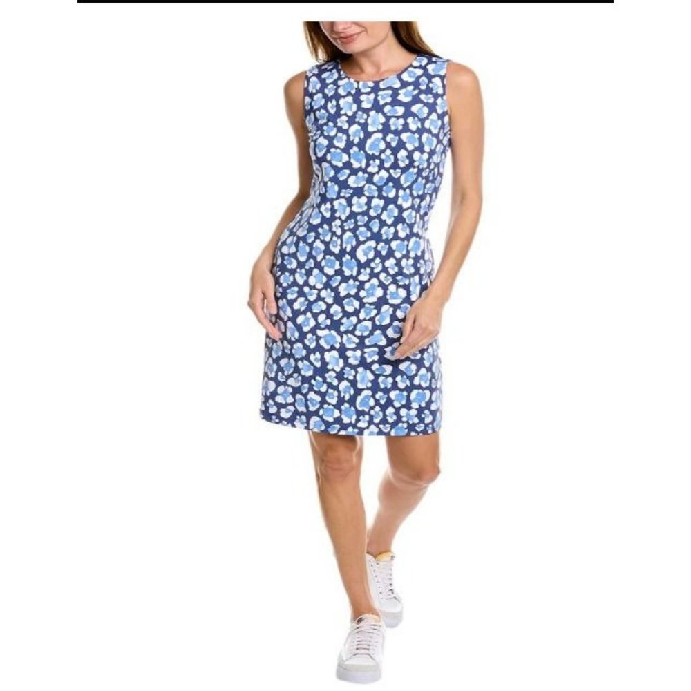 J. McLaughlin Sophia Dress M Medium Blue White Stretch Catalina Cloth $219 - Picture 7 of 13